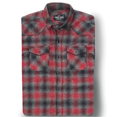 Tommy Gene // RED GREY BLACK SHADOW PLAID FLANNEL - SMALL BATCH STYLE