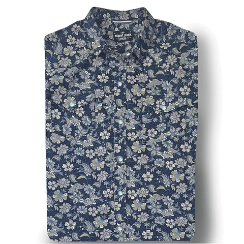 JT (SS)+ TOMMY GENE (LS) WESTERN // Japan Print Navy Floral Paisley - IN STOCK - M
