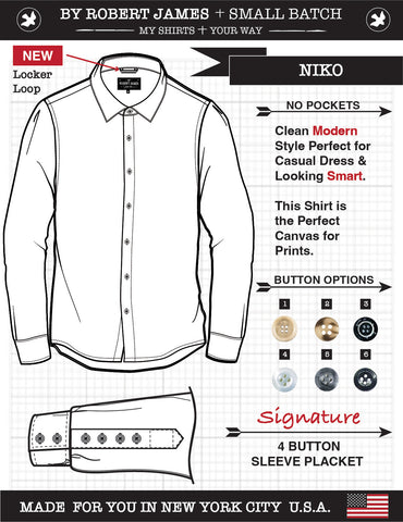 locker loop dress shirt Niko // Black END ON END - SMALL BATCH STYLE L- 42 CHEST / B - REG. - Long Sleeve - 32" / 34" / B - SHORT