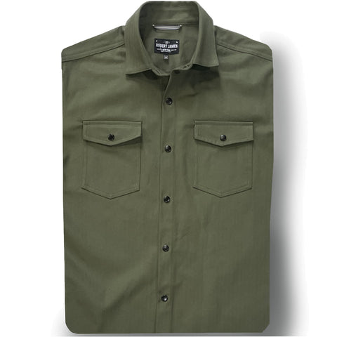 Axe  // 9 oz Olive Herringbone - SMALL BATCH SHIRTS