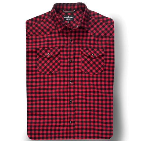 Tommy Gene // RED GINGHAM FLANNEL - IN STOCK - S