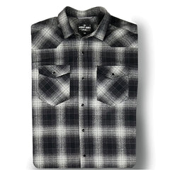 Tommy Gene // BLACK GREY SHADOW PLAID FLANNEL - IN STOCK MEDIUM