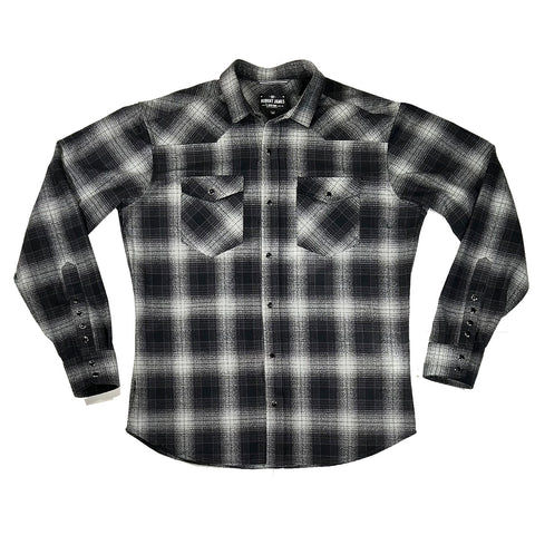 Tommy Gene // BLACK GREY SHADOW PLAID FLANNEL - IN STOCK MEDIUM