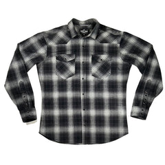 Tommy Gene // BLACK GREY SHADOW PLAID FLANNEL - IN STOCK MEDIUM