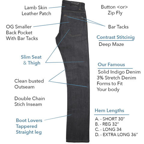 Westen Jean // BLACK INDIGO - Burn Orange Stitch -Men's Denim Jeans By Robert James - IN STOCK 33