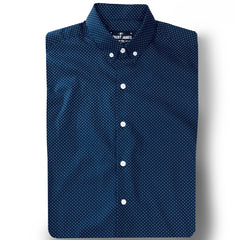 BOND - MOD BUTTON DOWN COTTON NAVY POLKA DOT SHIRT