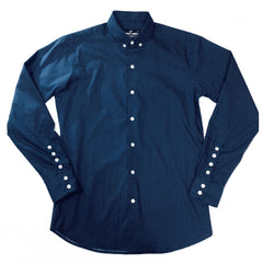 BOND - MOD BUTTON DOWN COTTON NAVY POLKA DOT SHIRT