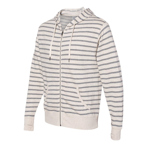 BRJ BROADWAY // CHARCOAL STRIPE  French Terry Full Zip Hoodie Men's Knit By Robert James