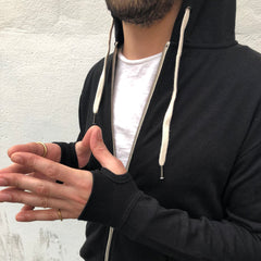 BRJ BROADWAY // BLACK   Full Zip Hoodie -  French Terry  Men's Knit By Robert James