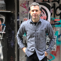 DYLAN-  HEAVY BLK WHITE HEATHER FLANNEL SHIRT