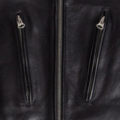 OXBLOOD ROYCE VEG DYE LEATHER TALL COLLAR CAFE RACER JACKET - JASON SCHNECK