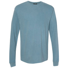 THE BUCK LONG SLEEVE PIGMENT DYED TEE - HORIZON BLUE  Men's Knit T-Shirt By Robert James