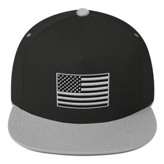 BLACK WHITE PEACE FLAG / EMBROIDERYFlat Bill Cap