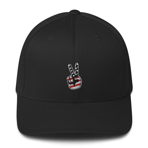 PEACE OUT BLACK // Fitted Twill Cap