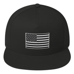 BLACK WHITE PEACE FLAG / EMBROIDERYFlat Bill Cap
